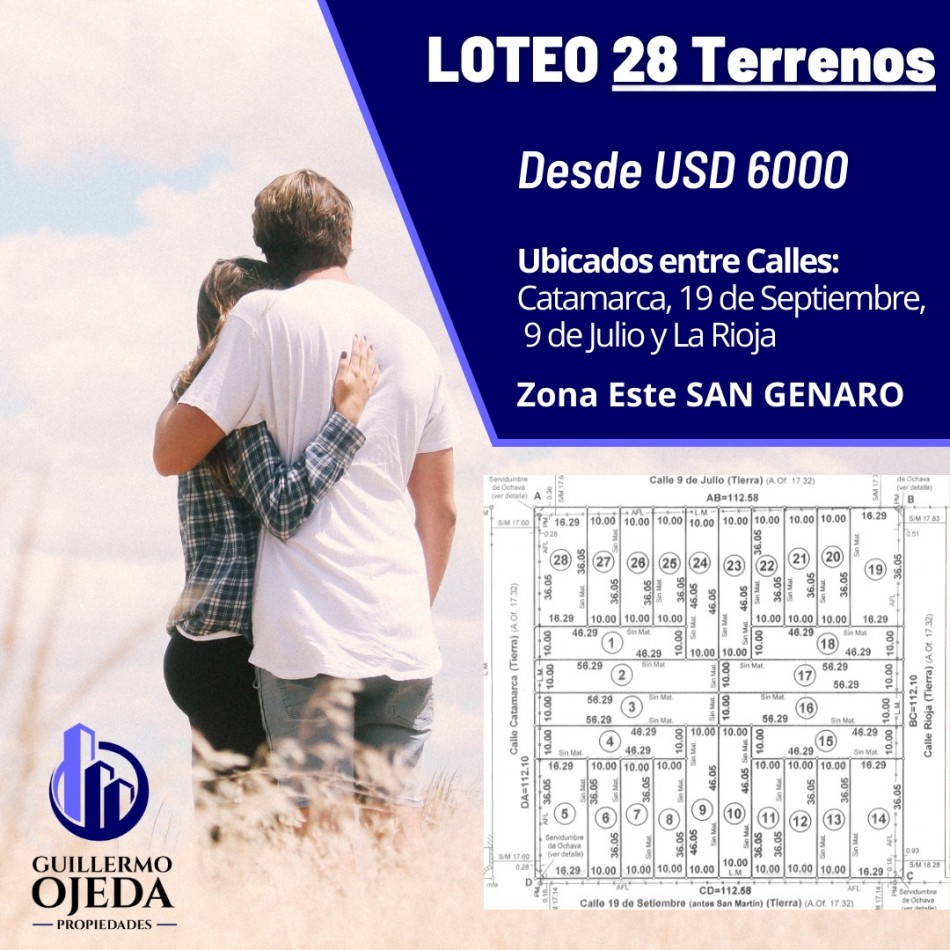 Lote en venta San Genaro Zona Este "28 Terrenos"